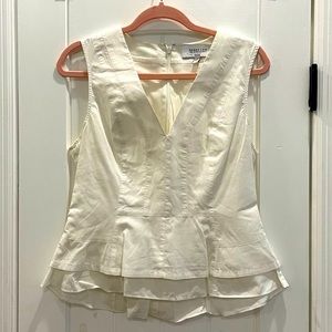 Derek Lam White Tailored/Tiered Peplum Top